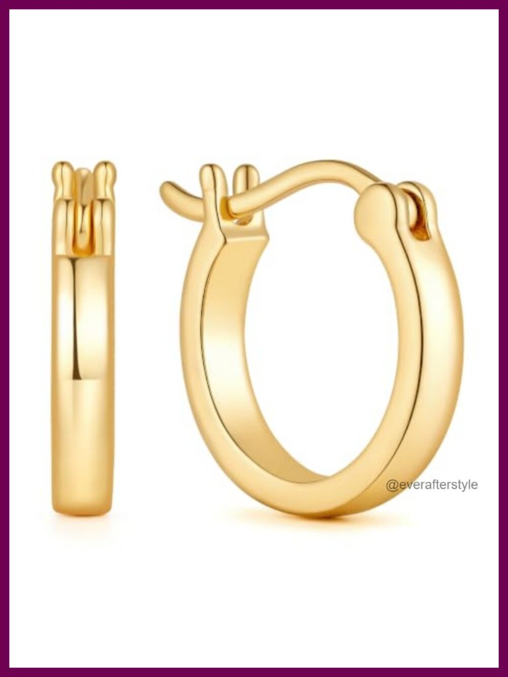 14K Gold Plated Hoop Earrings for Women - Polished Finish, Versatile Style